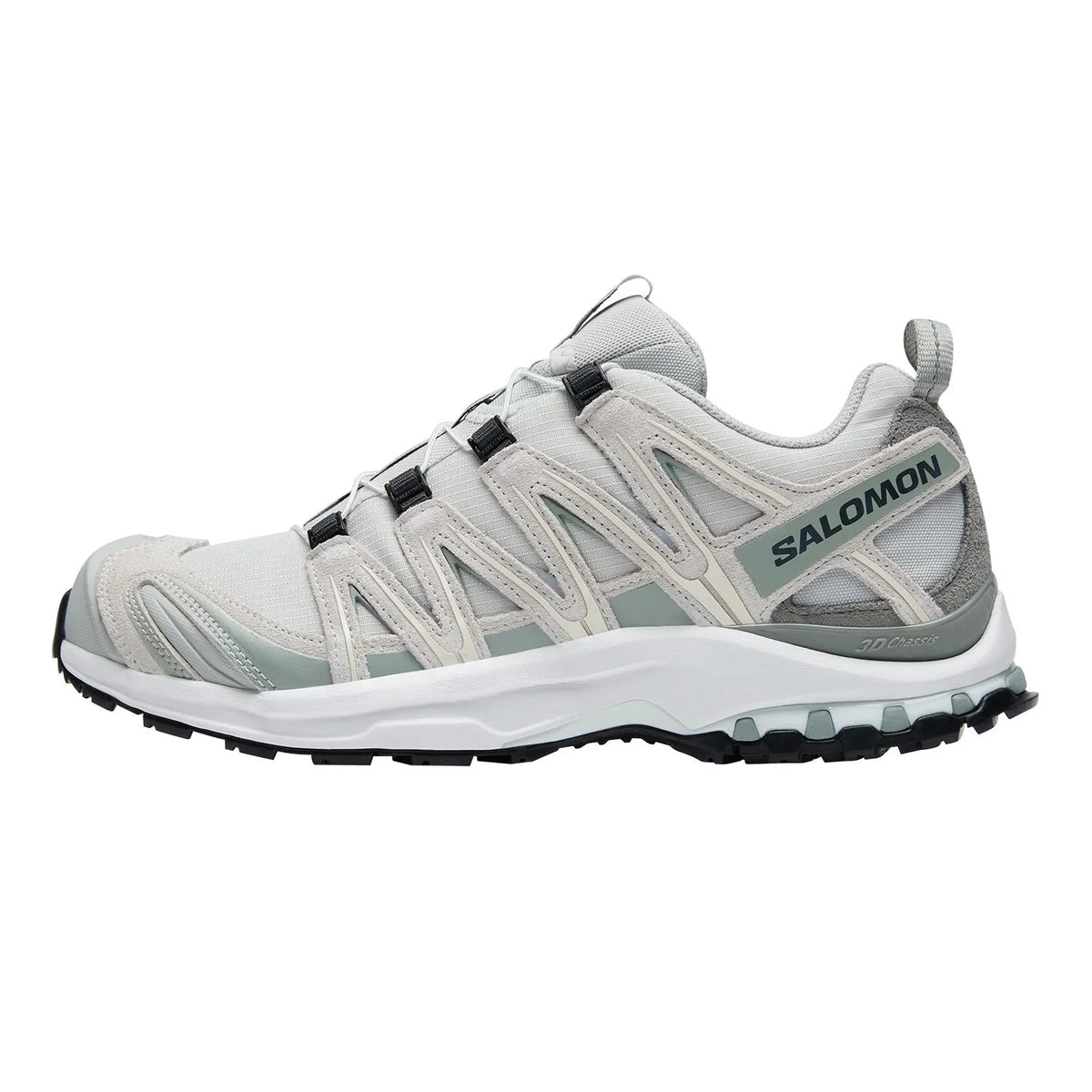 Salomon XA‑PRO 3D Series Light Sage Grey Mesh Suede Hiking Sneakers