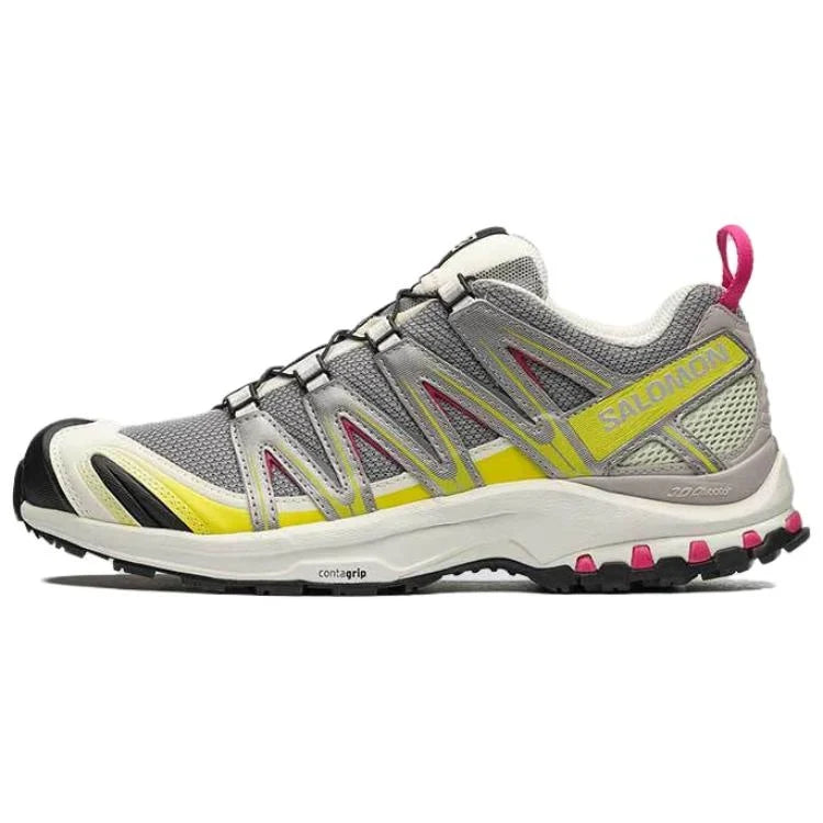 Salomon XA‑PRO 3D Series Grey Yellow Pink Mesh Trail Hiking Sneakers