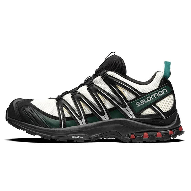 Salomon XA Pro 3D Mesh Hiking Sneakers - Off-White/Dark Green