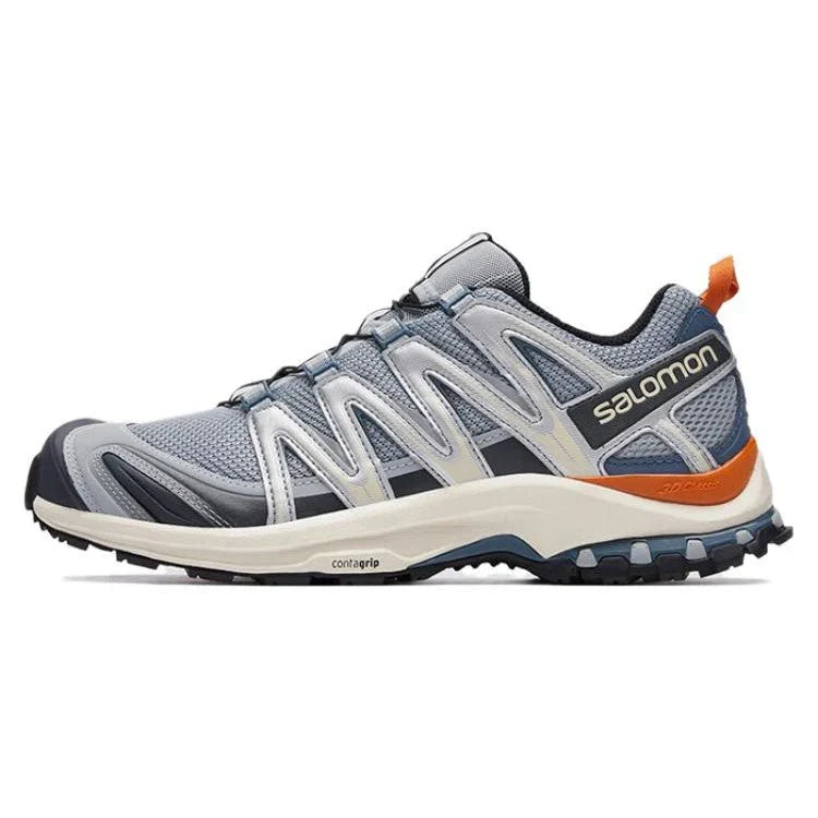 Salomon XA‑PRO 3D Series Grey Blue Orange Accent Mesh Hiking Sneakers
