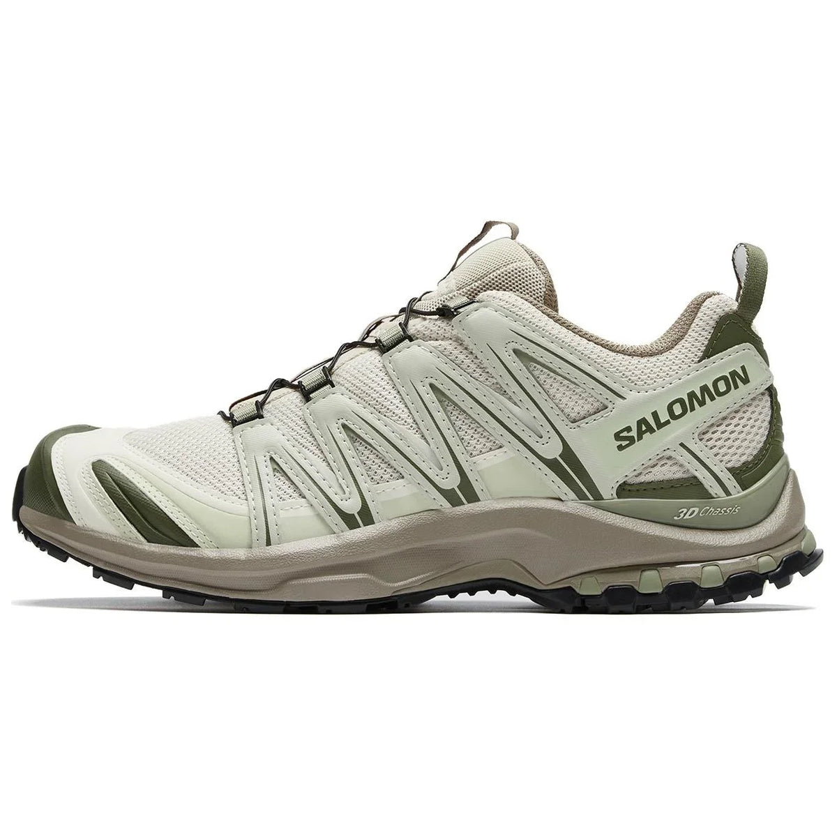 Salomon XA‑PRO 3D Series Cream Olive Green Mesh Hiking Sneakers