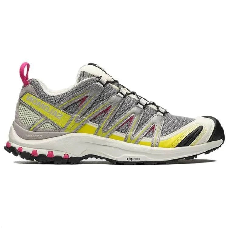 Salomon XA‑PRO 3D Series Grey Yellow Pink Mesh Trail Hiking Sneakers