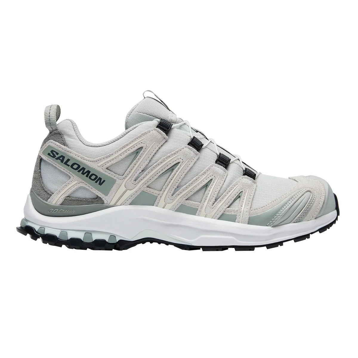 Salomon XA‑PRO 3D Series Light Sage Grey Mesh Suede Hiking Sneakers