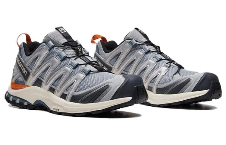Salomon XA‑PRO 3D Series Grey Blue Orange Accent Mesh Hiking Sneakers