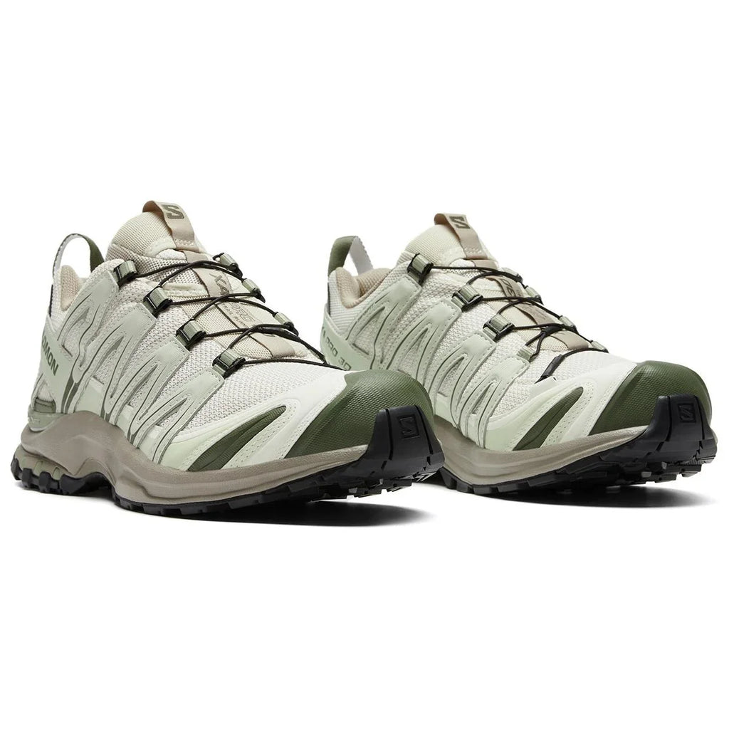 Salomon XA‑PRO 3D Series Cream Olive Green Mesh Hiking Sneakers