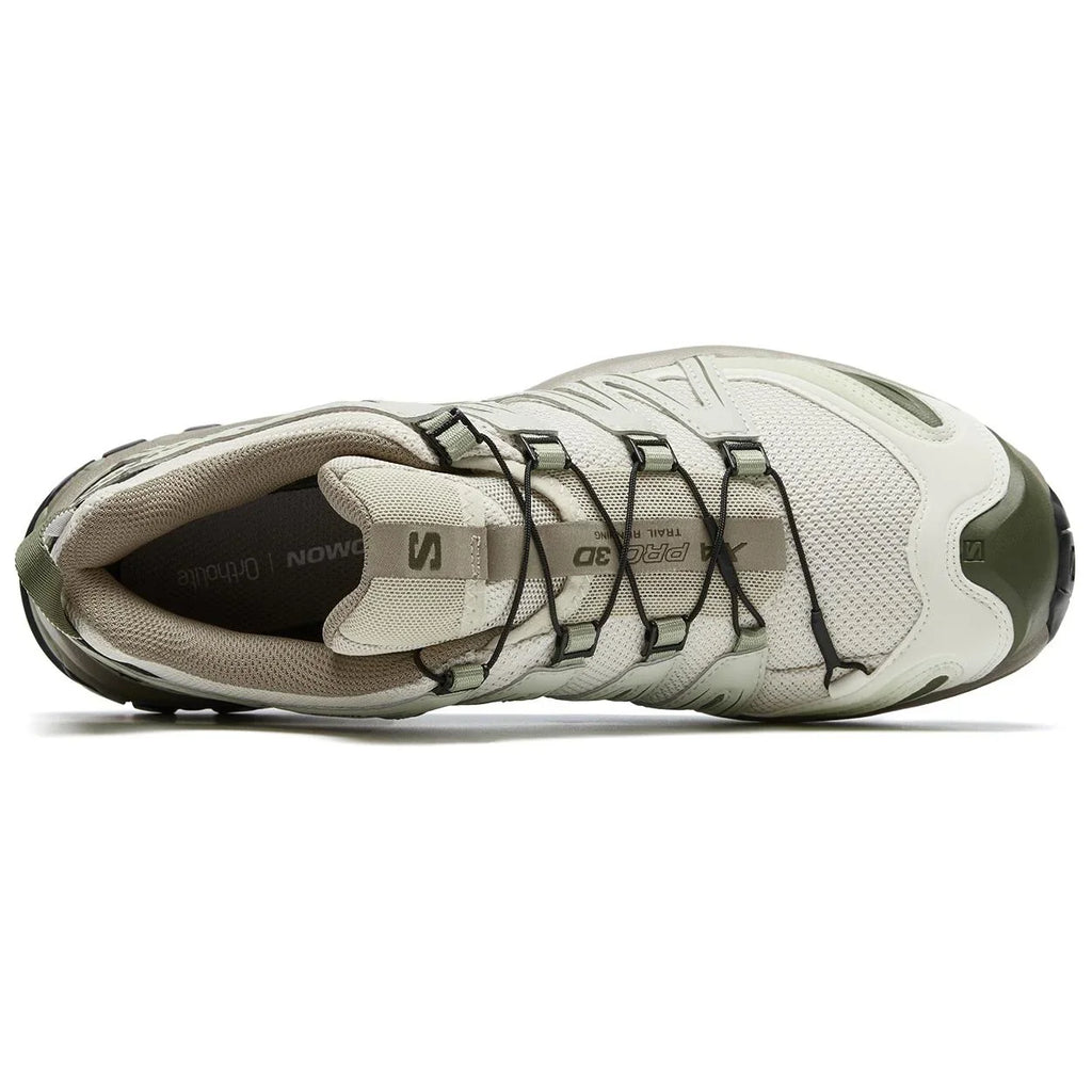 Salomon XA‑PRO 3D Series Cream Olive Green Mesh Hiking Sneakers