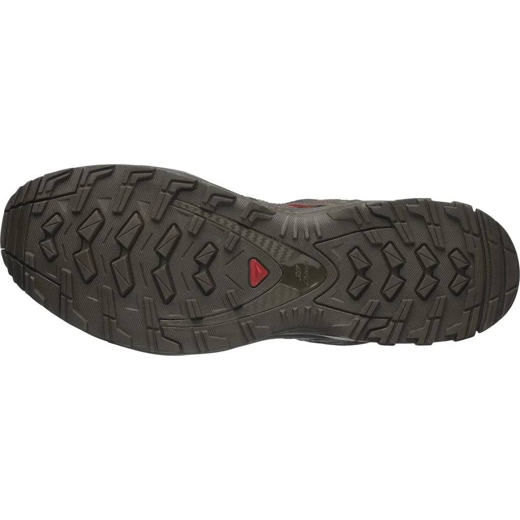Salomon XA‑PRO 3D Series Black Dark Brown Red Accent Mesh Trail Hiking Sneakers