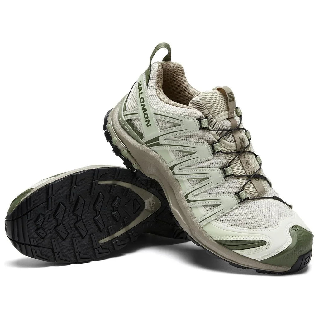 Salomon XA‑PRO 3D Series Cream Olive Green Mesh Hiking Sneakers