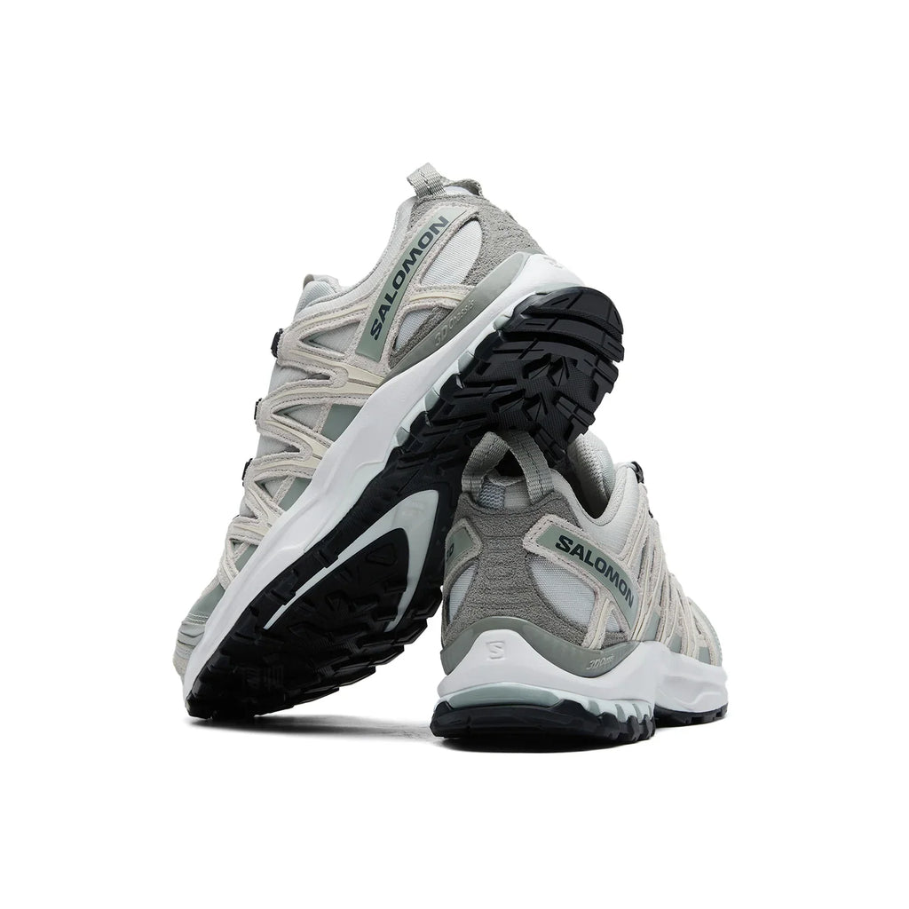 Salomon XA‑PRO 3D Series Light Sage Grey Mesh Suede Hiking Sneakers