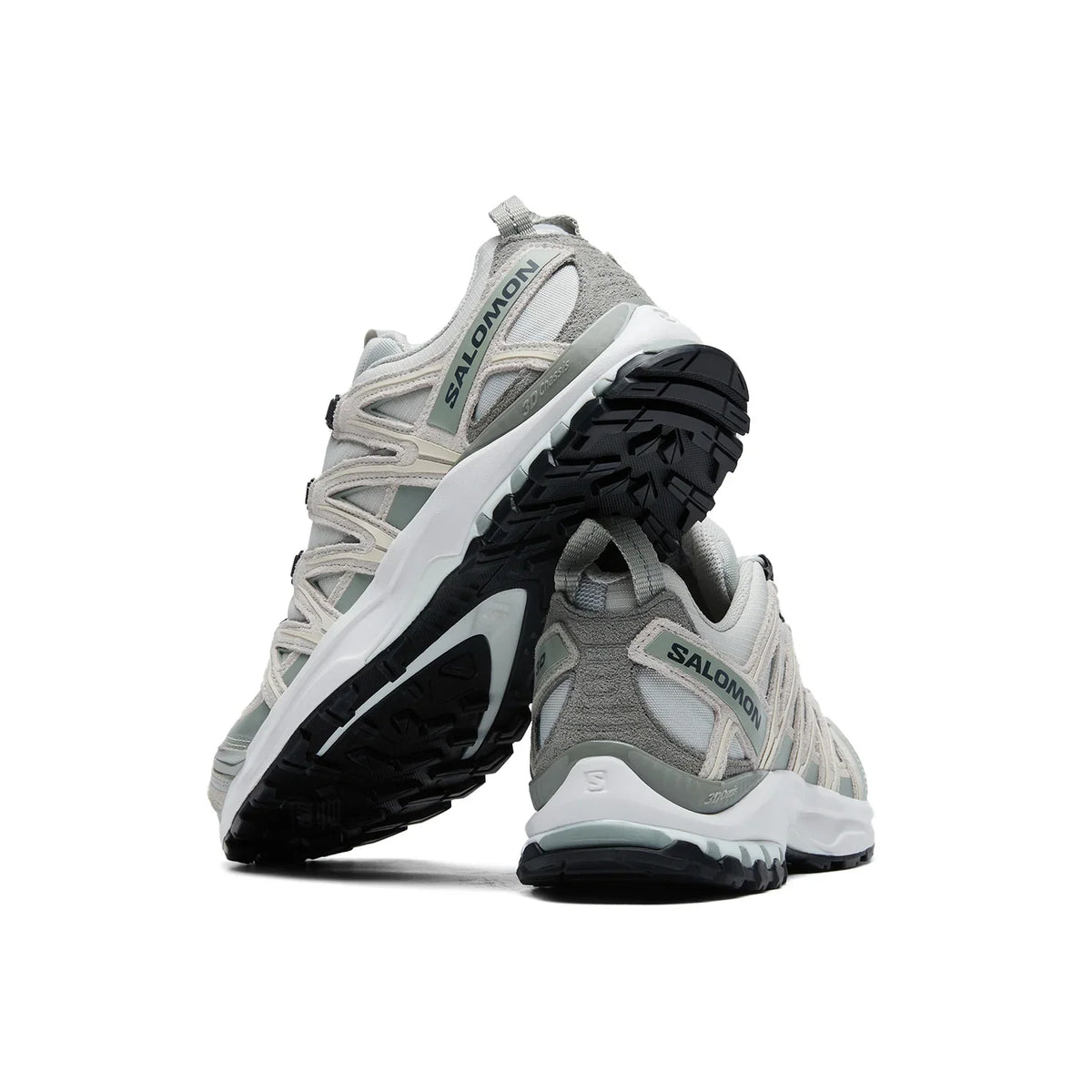 Salomon XA‑PRO 3D Series Light Sage Grey Mesh Suede Hiking Sneakers