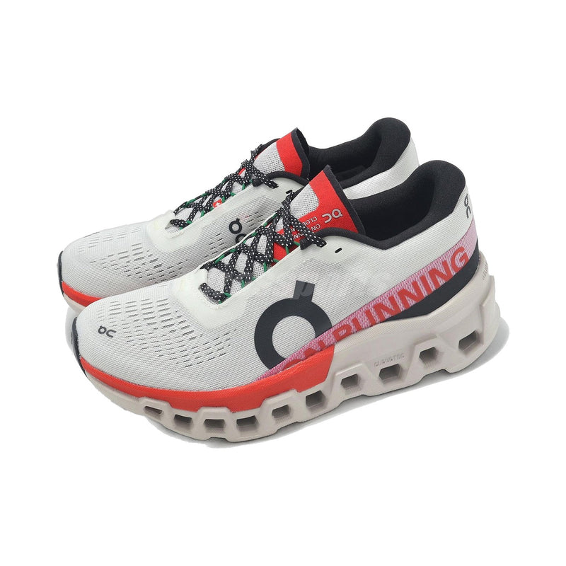 On Cloudmonster White Red Running Sneakers