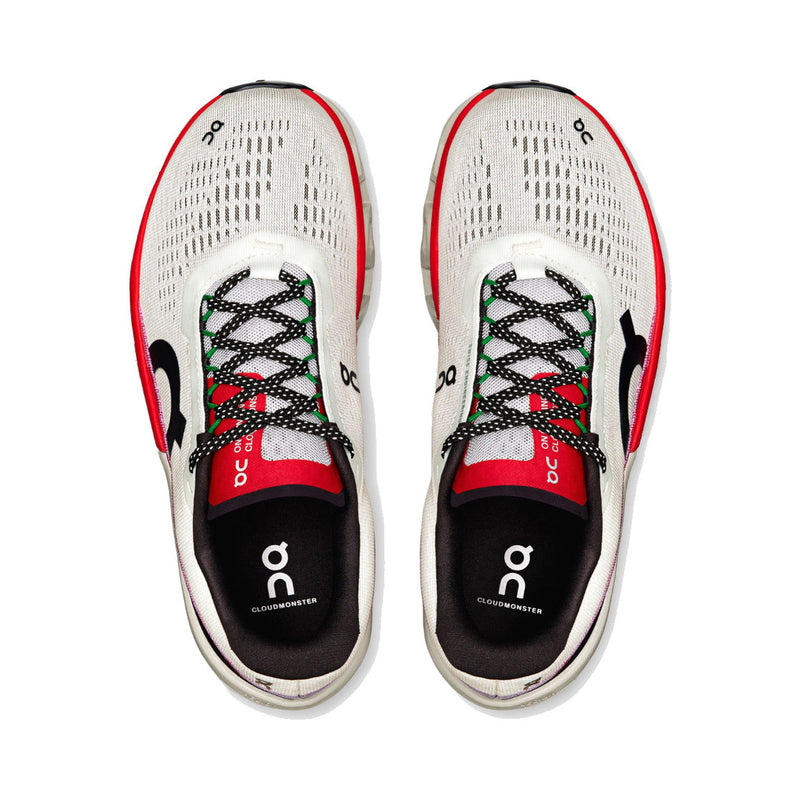 On Cloudmonster White Red Running Sneakers