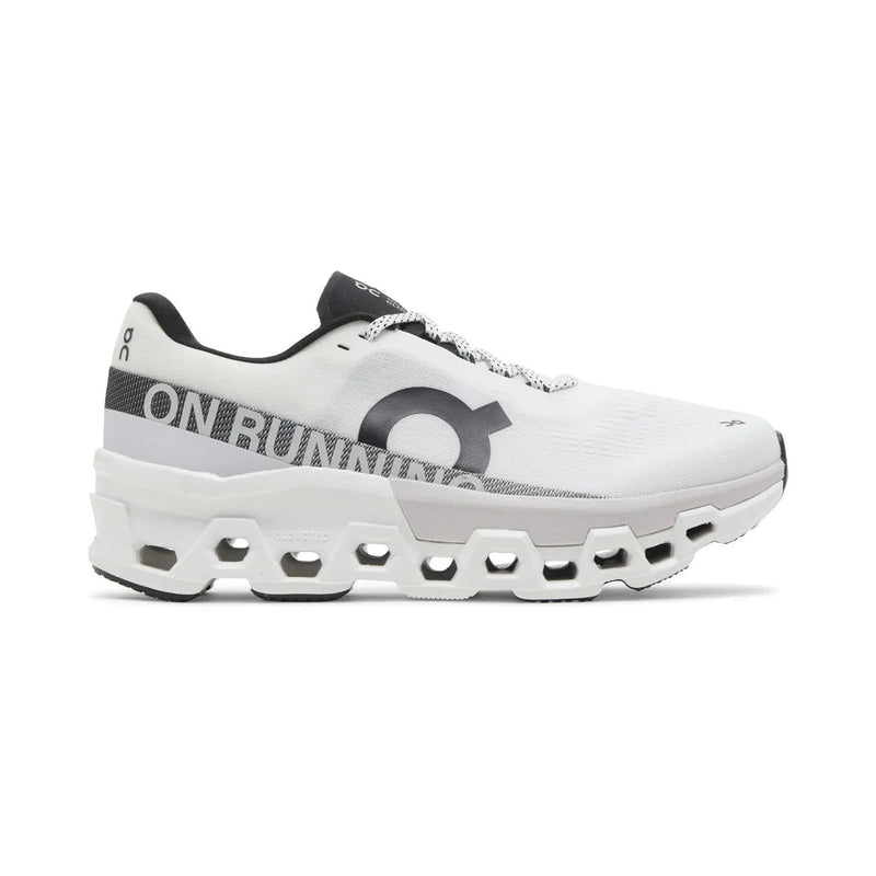 On Cloudmonster White Black Running Sneakers