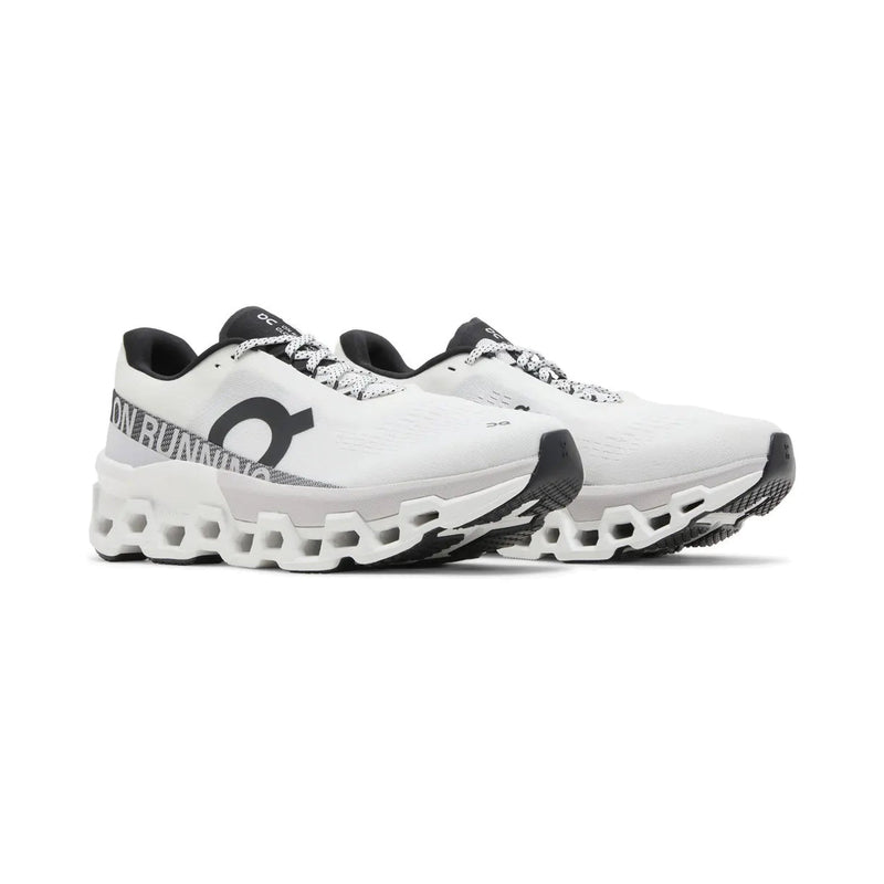 On Cloudmonster White Black Running Sneakers