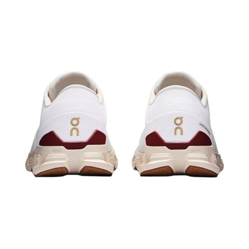On Cloud X White Maroon Gold Running Sneakers