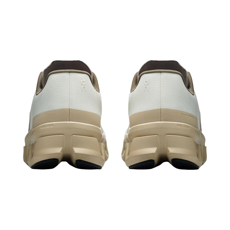 On Cloudmonster White Sand Red Running Sneakers