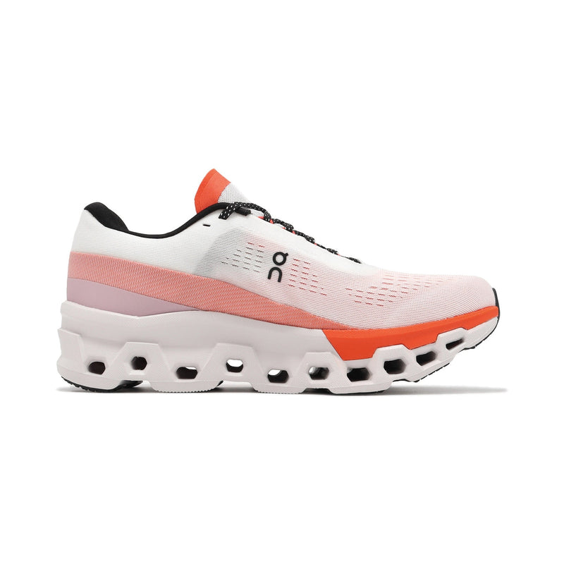 On Cloudmonster White Orange Running Sneakers