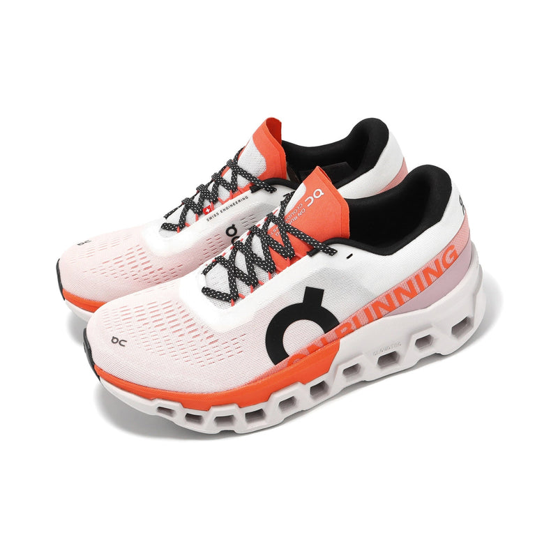 On Cloudmonster White Orange Running Sneakers