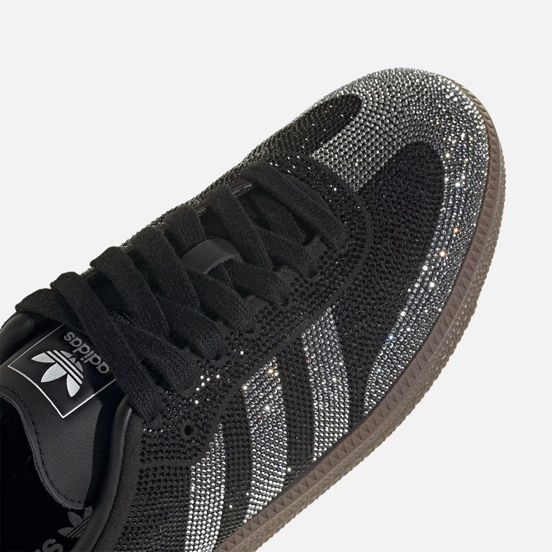Adidas Originals Samba Black Rhinestone Embellished Gum Sole Vintage Sneakers