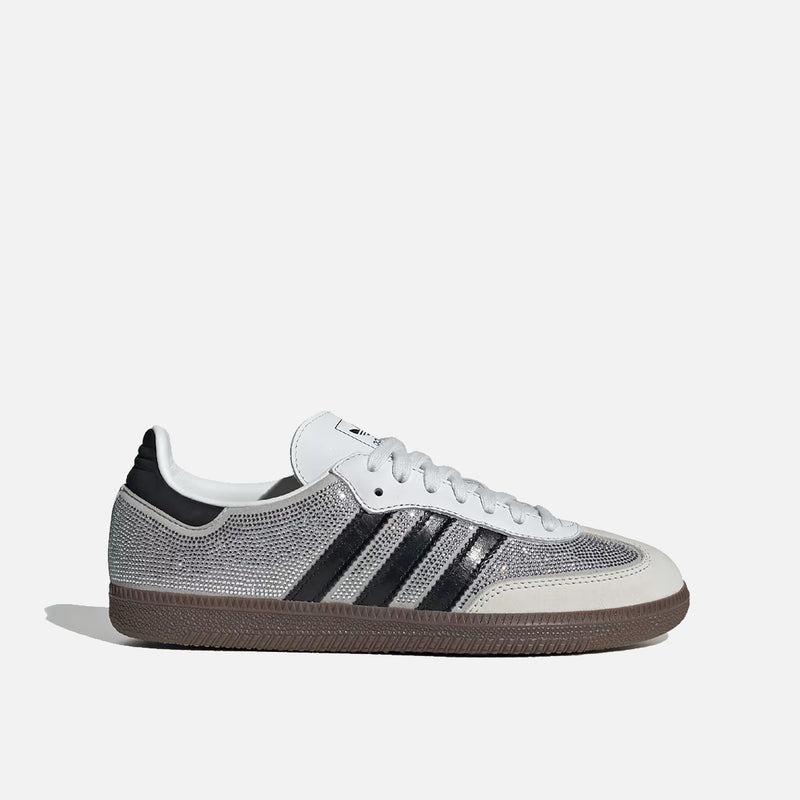 Adidas Originals Samba White Silver Rhinestone Gum Sole Vintage Sneakers
