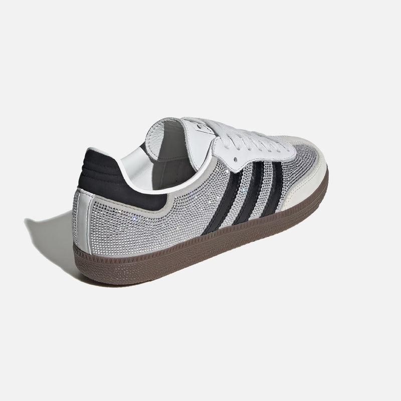 Adidas Originals Samba White Silver Rhinestone Gum Sole Vintage Sneakers