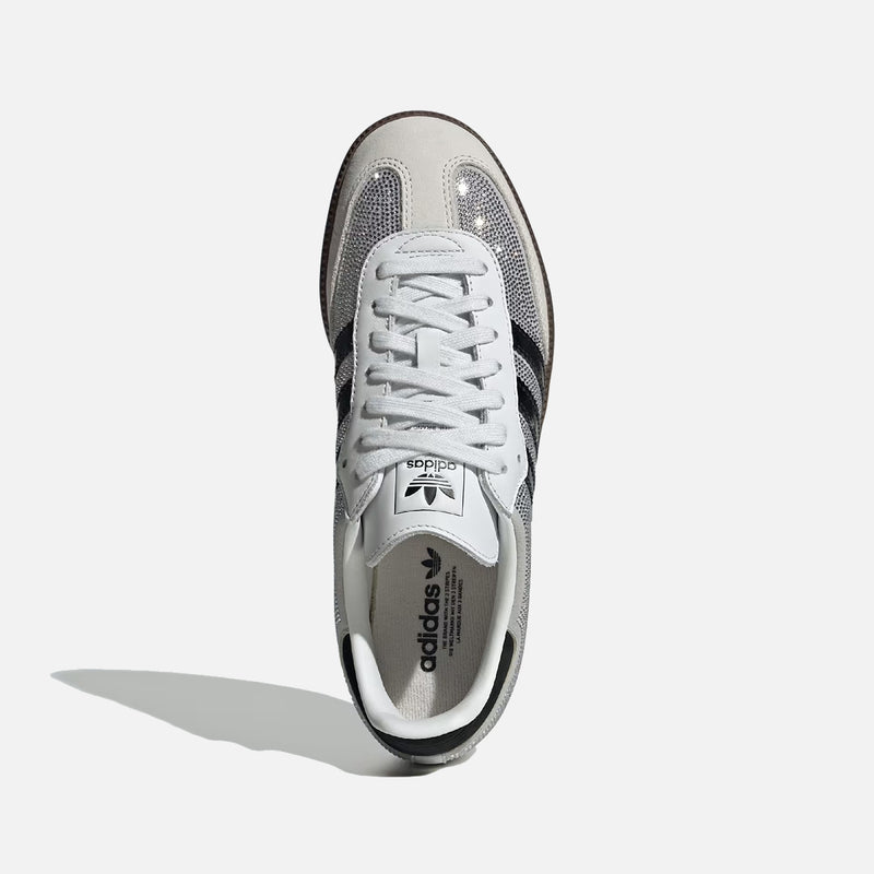 Adidas Originals Samba White Silver Rhinestone Gum Sole Vintage Sneakers