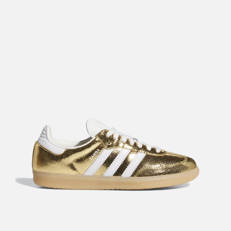 Adidas Originals Samba Gold Metallic Cracked Gum Sole Vintage Sneakers