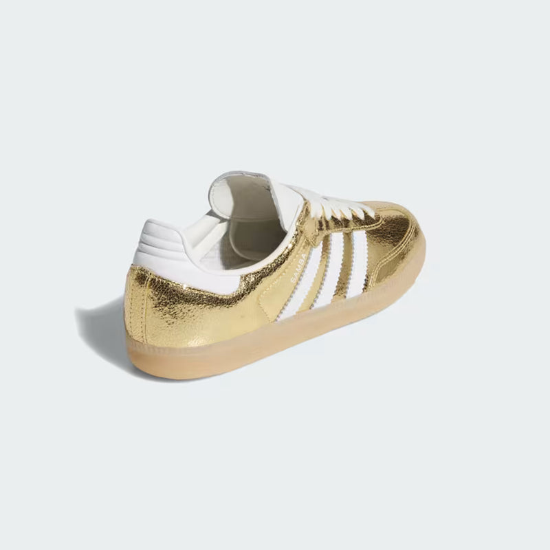 Adidas Originals Samba Gold Metallic Cracked Gum Sole Vintage Sneakers