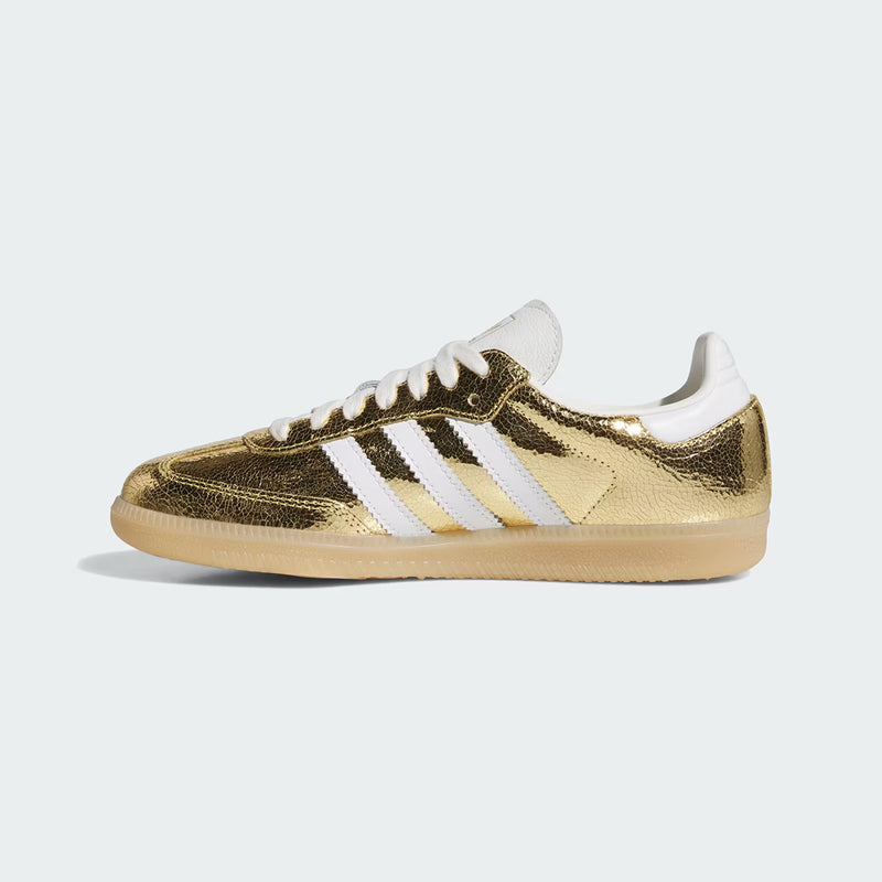 Adidas Originals Samba Gold Metallic Cracked Gum Sole Vintage Sneakers