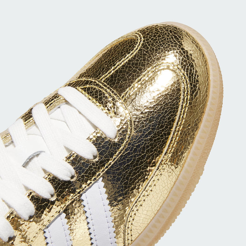 Adidas Originals Samba Gold Metallic Cracked Gum Sole Vintage Sneakers