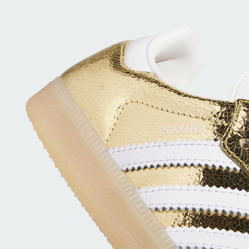 Adidas Originals Samba Gold Metallic Cracked Gum Sole Vintage Sneakers