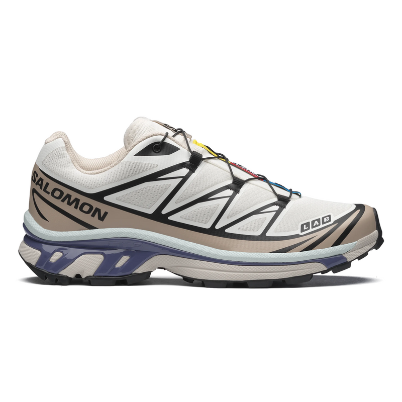 Salomon XT‑6 S‑Lab White Beige Purple Mesh Outdoor Trail Sneakers