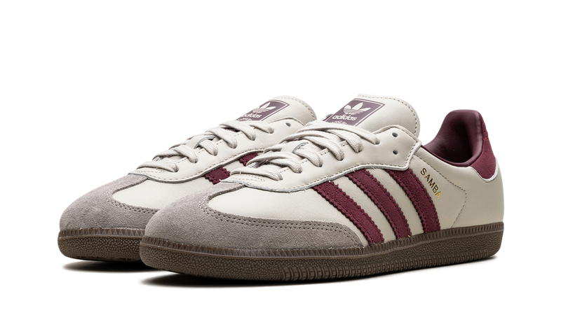 adidas Samba Cream White Maroon Stripes Sneakers