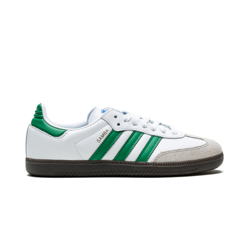 adidas Samba White Green Stripes Dark Gum Sole Sneakers