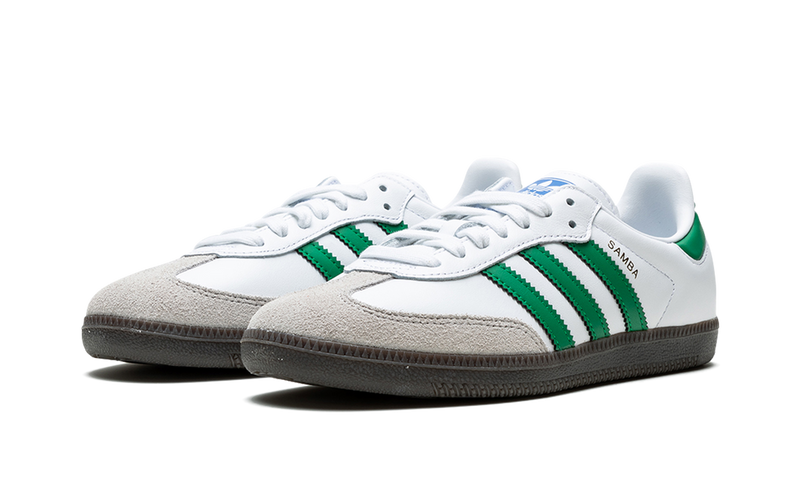 adidas Samba White Green Stripes Dark Gum Sole Sneakers