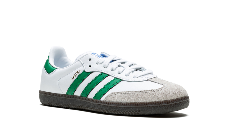 adidas Samba White Green Stripes Dark Gum Sole Sneakers