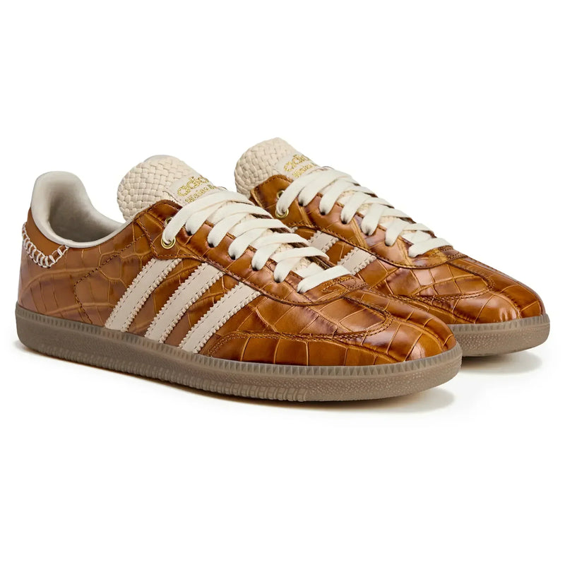 adidas Samba Wales Bonner Brown Croc Embossed Casual Sneakers