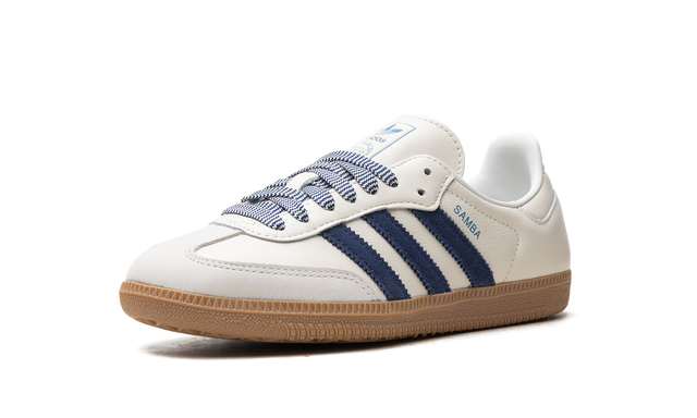adidas Samba Off White Navy Stripes Gum Sole Sneakers