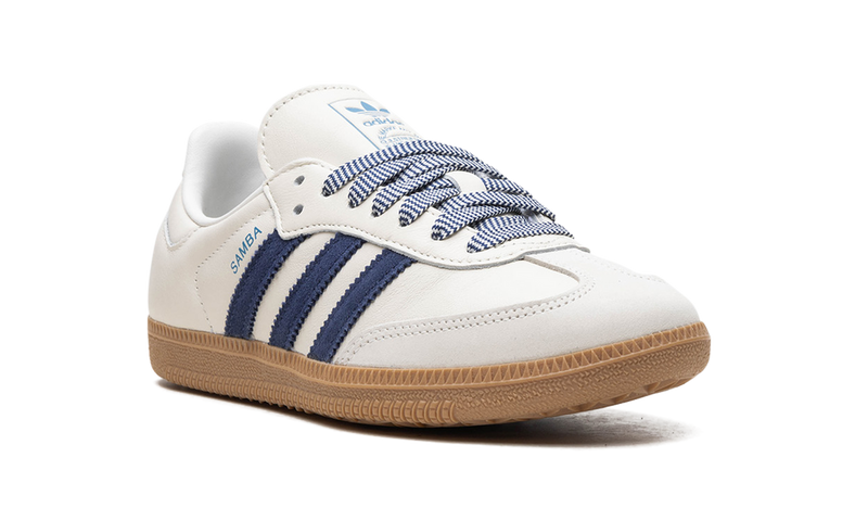 adidas Samba Off White Navy Stripes Gum Sole Sneakers