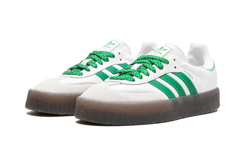 adidas Samba Leather & Suede Platform Sneakers - White/Green