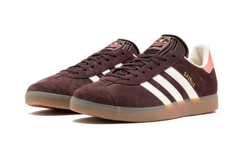 adidas Gazelle Suede Sneakers - Dark Brown with Pink Heel