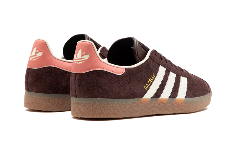 adidas Gazelle Suede Sneakers - Dark Brown with Pink Heel