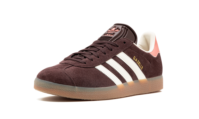 adidas Gazelle Suede Sneakers - Dark Brown with Pink Heel