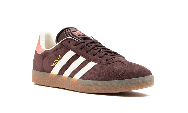 adidas Gazelle Suede Sneakers - Dark Brown with Pink Heel
