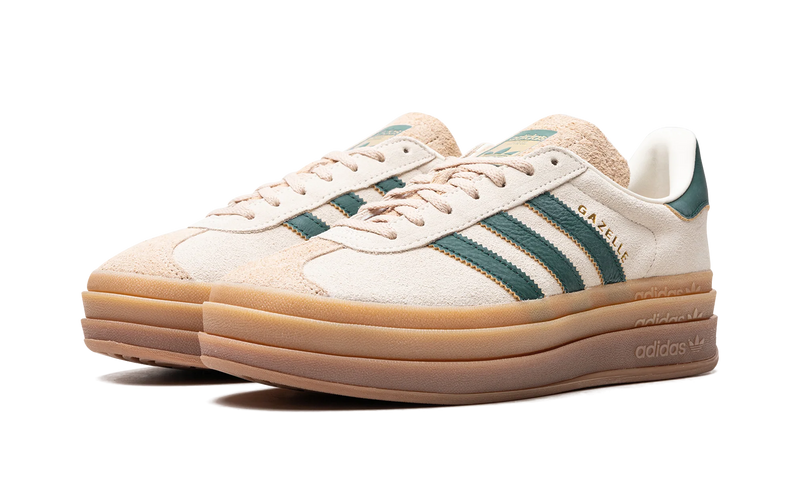 adidas Gazelle Bold Suede Platform Sneakers - Cream/Dark Green