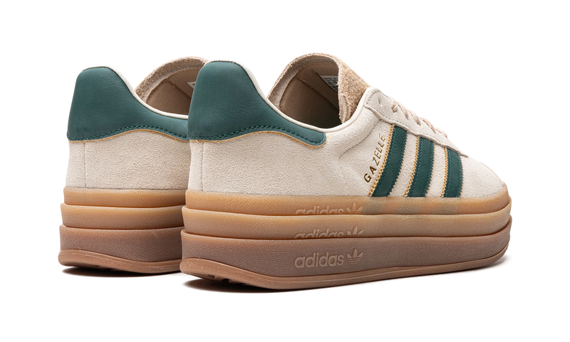 adidas Gazelle Bold Suede Platform Sneakers - Cream/Dark Green