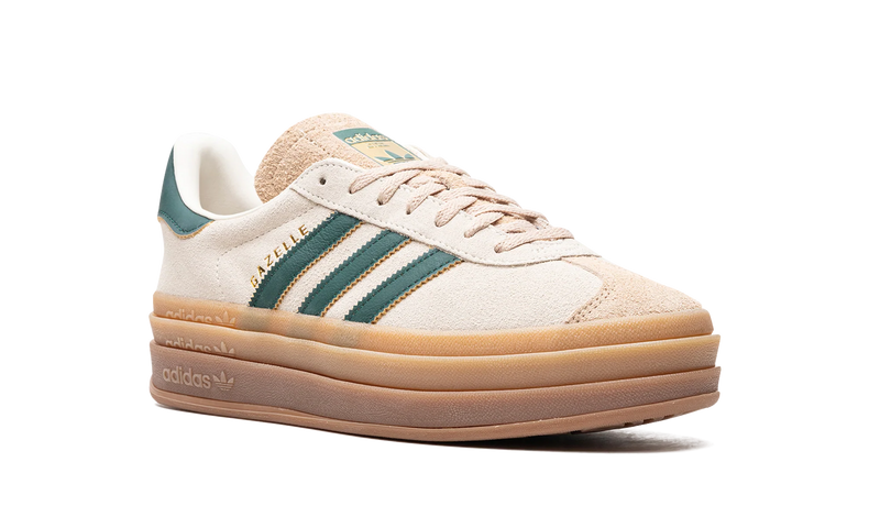 adidas Gazelle Bold Suede Platform Sneakers - Cream/Dark Green