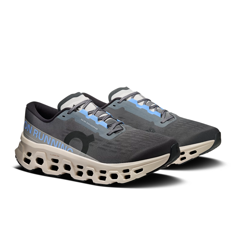 On Cloudmonster Mesh Running Shoes - Grey/Cream