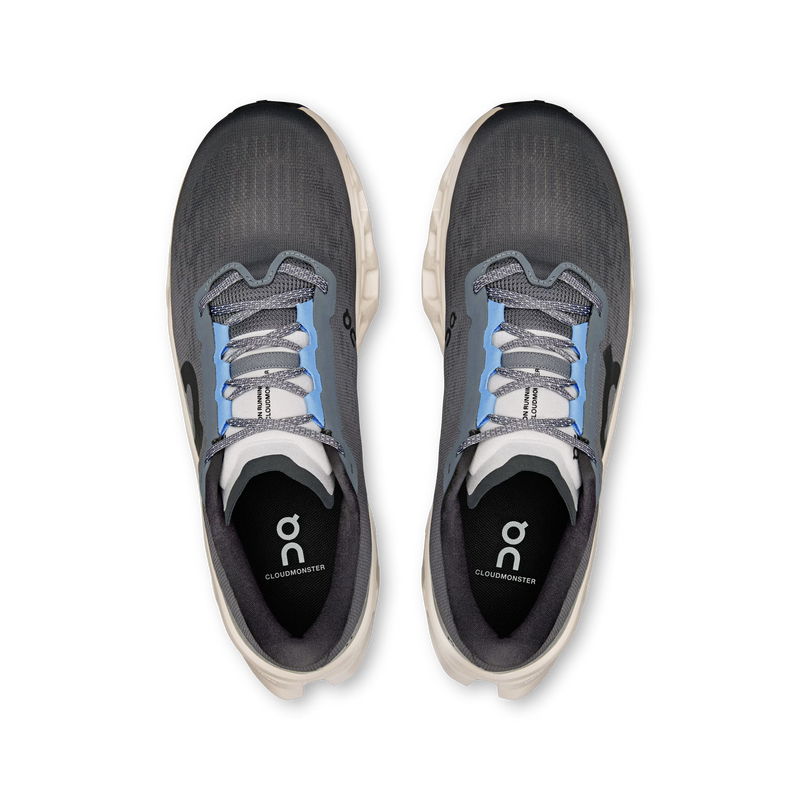 On Cloudmonster Mesh Running Shoes - Grey/Cream