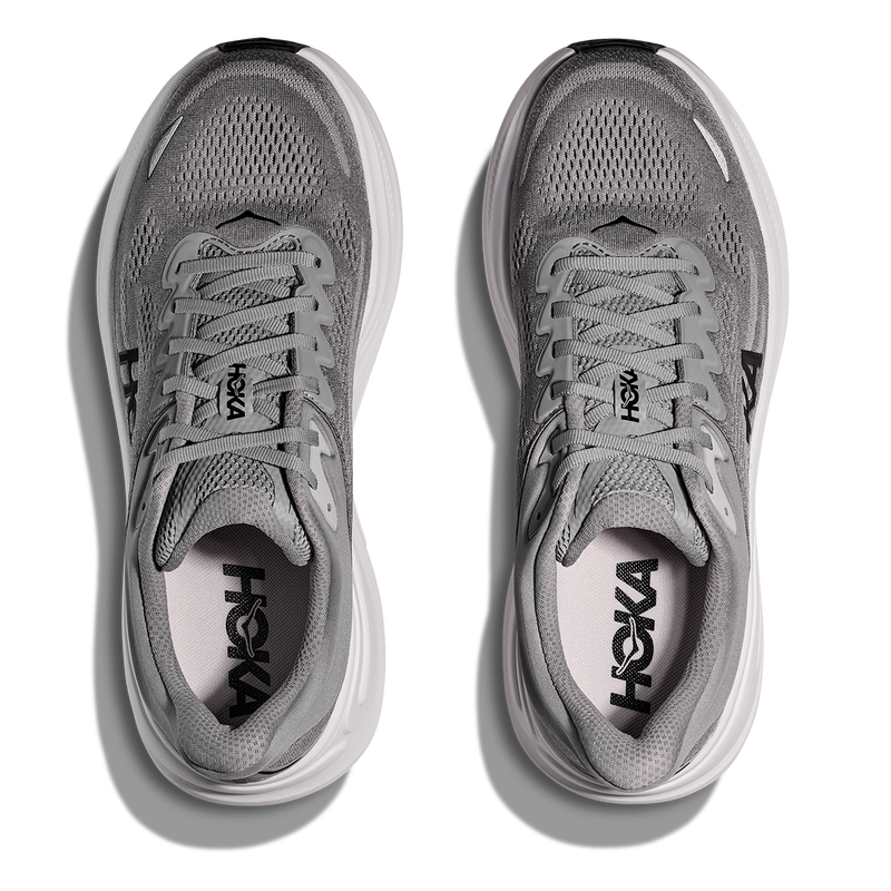 HOKA Bondi 9 Mesh Running Shoes - Grey/White